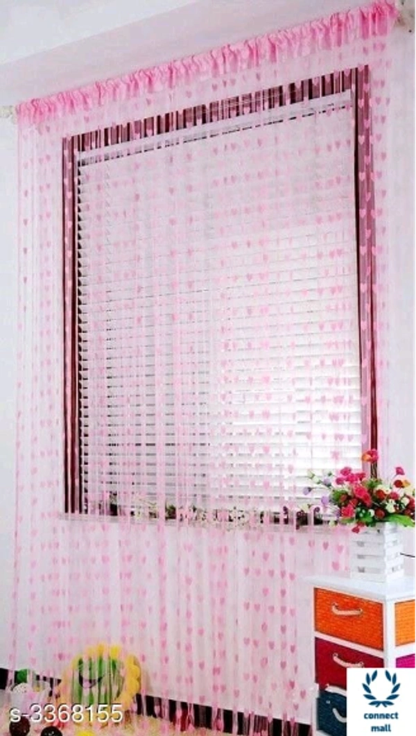Fashionable Net Polyester Door Curtains ( Pack Of 2 ) - (LXW):7ft X4ft, Baby Pink, Net Polyster, Stitched, Pack Of 2
